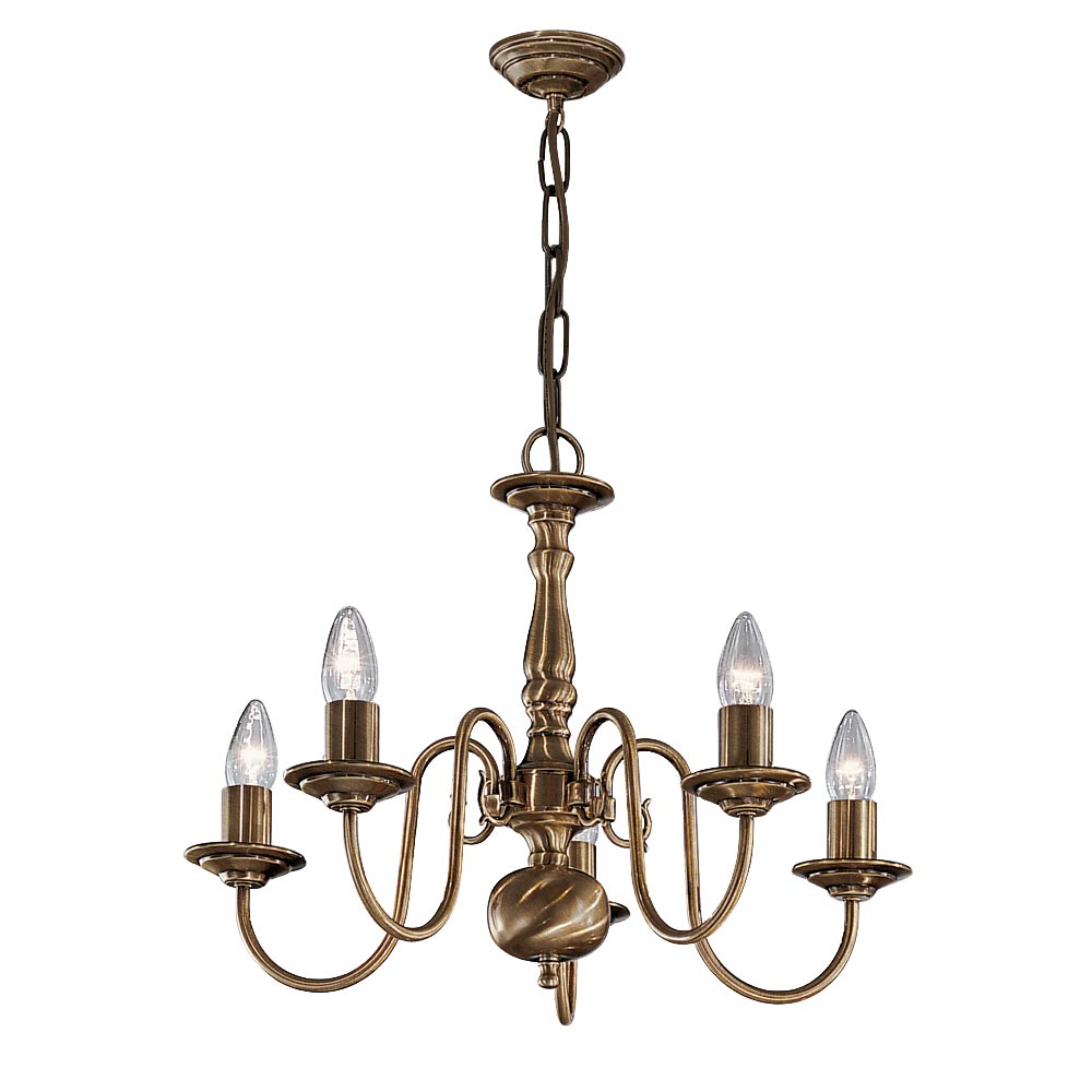 Flemish Style 5 Light Traditional Chandelier Bronzed Solid Brass