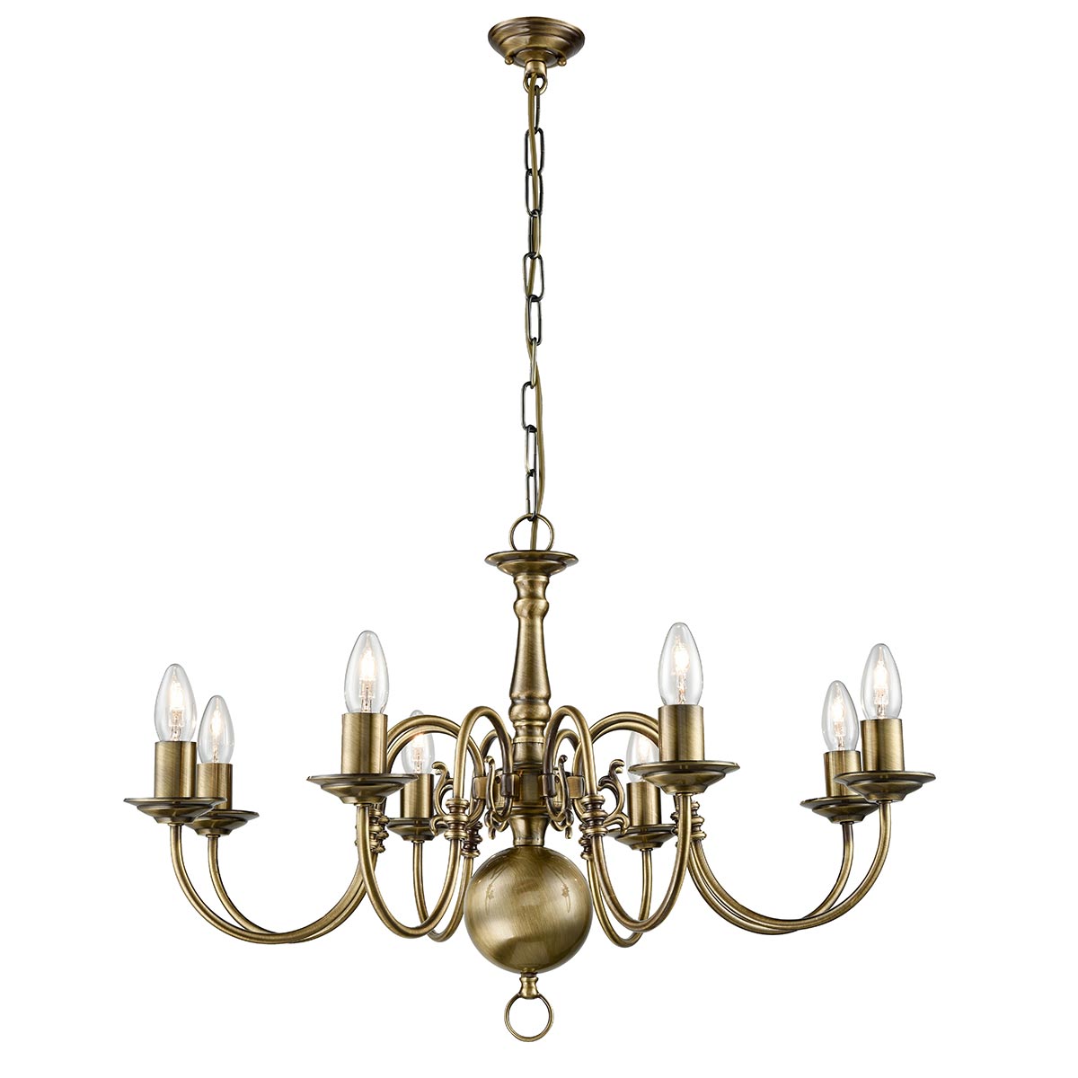 Flemish Style 8 Light Traditional Chandelier Bronzed Solid Brass