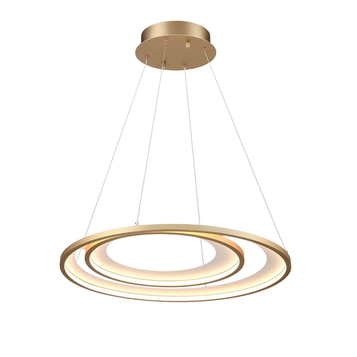 Halo 2 Ring Modern LED Ceiling Pendant in Matt Gold / White