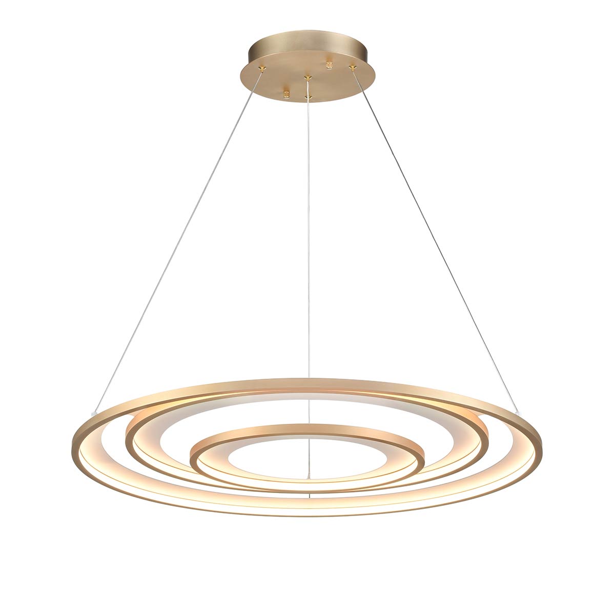 Halo 3 Ring Modern LED Ceiling Pendant in Matt Gold / White