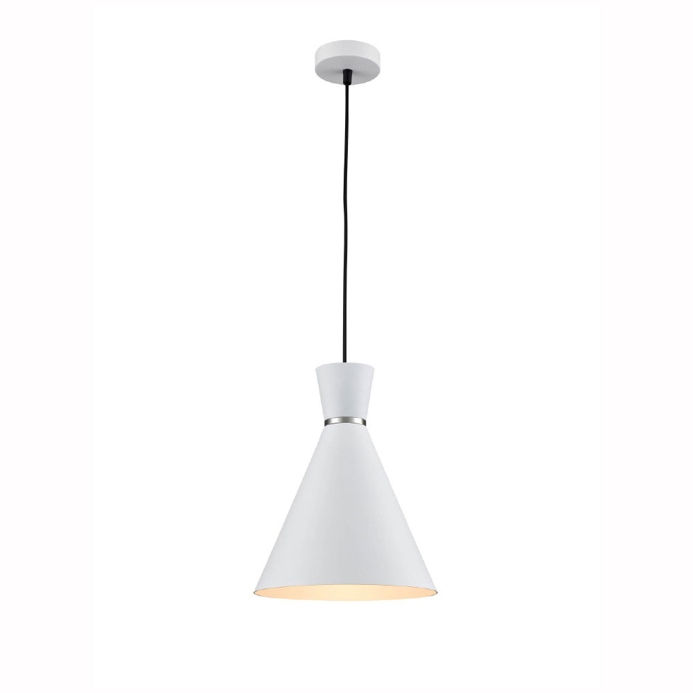 Happy 1 Light Medium Metal Cone Pendant Satin White