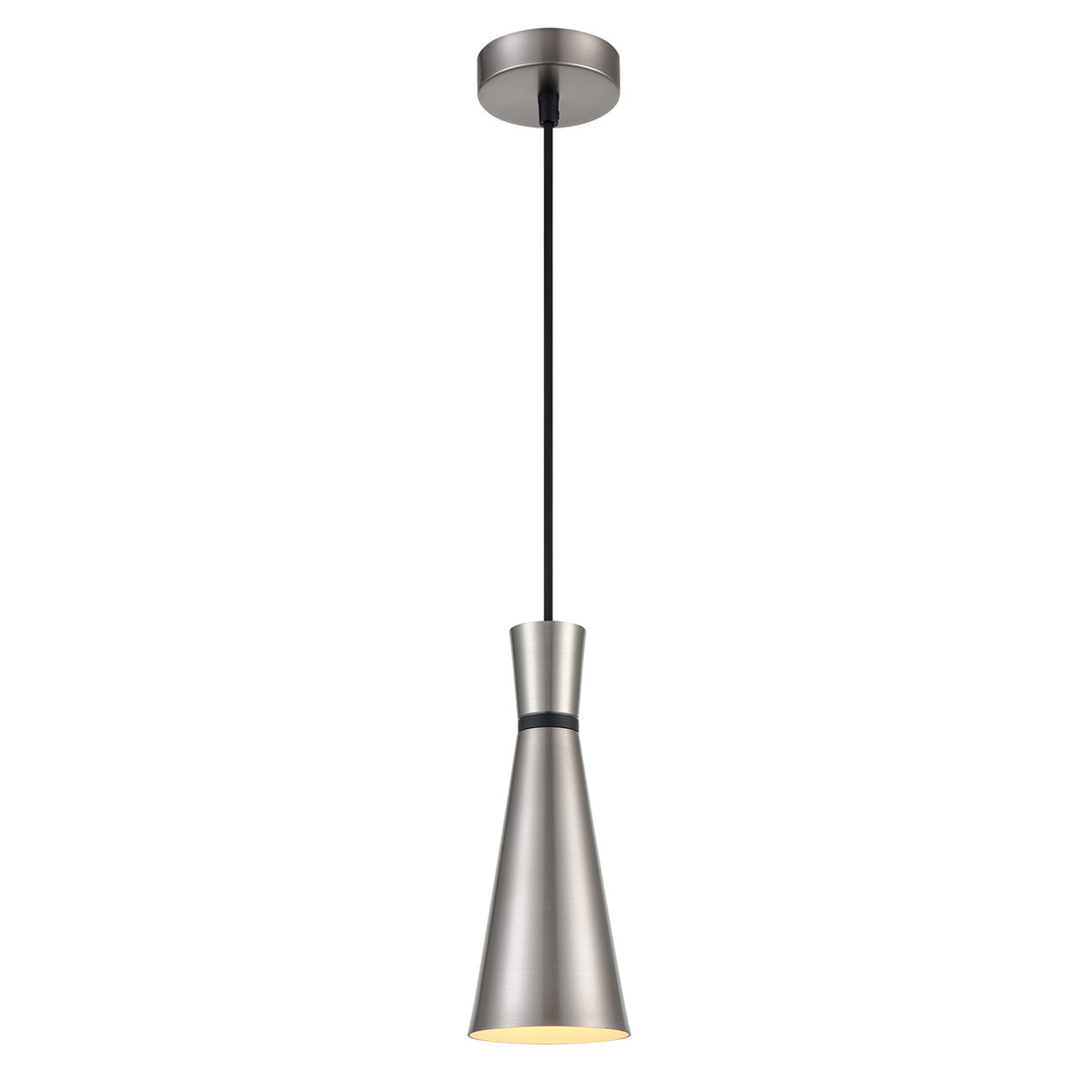 Happy 1 Light Small Metal Cone Pendant Satin Nickel