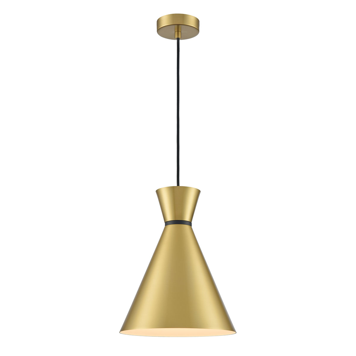 Happy 1 Light Medium Metal Cone Pendant Satin Brass