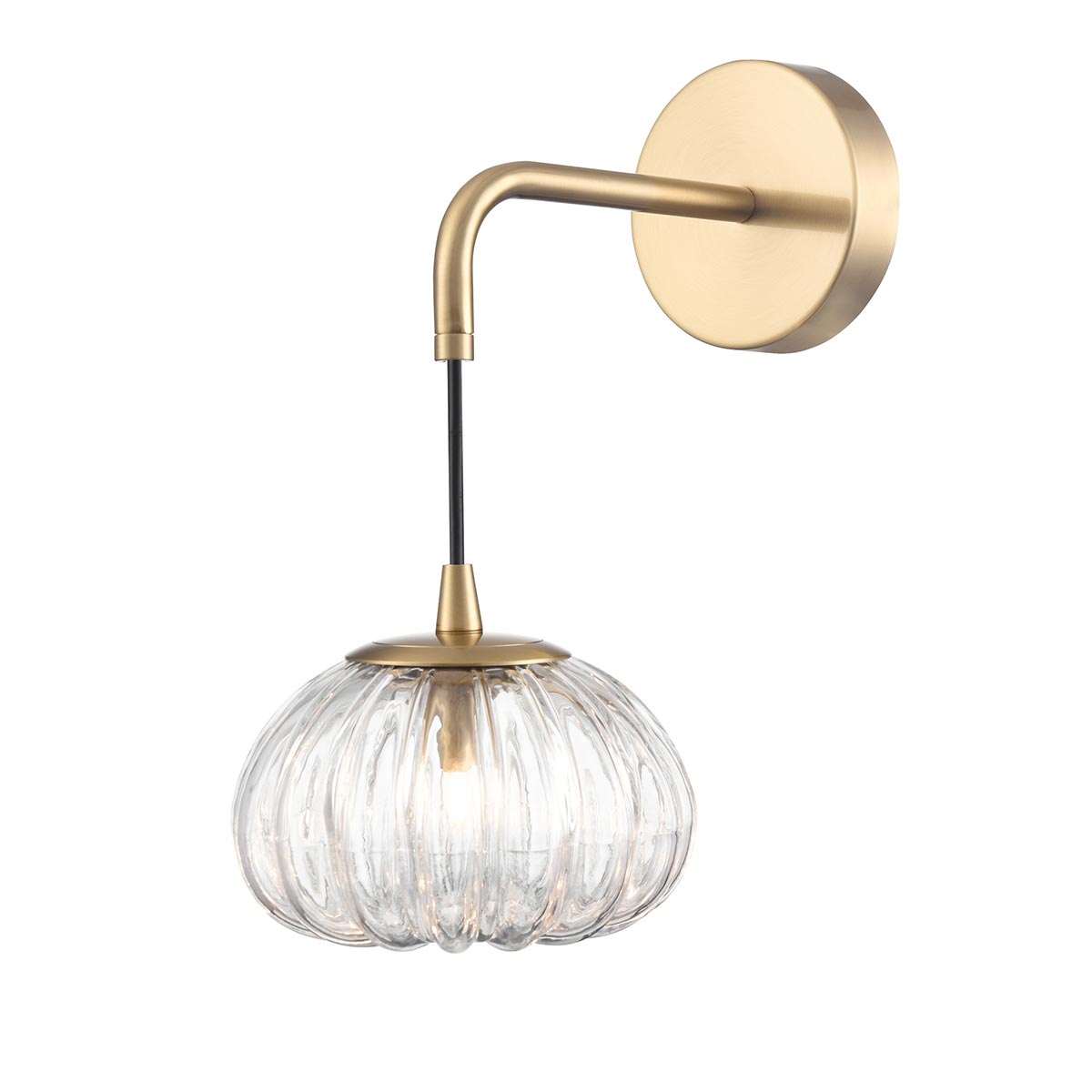 Harvest Ribbed Glass Single Wall Light in Aged Brass