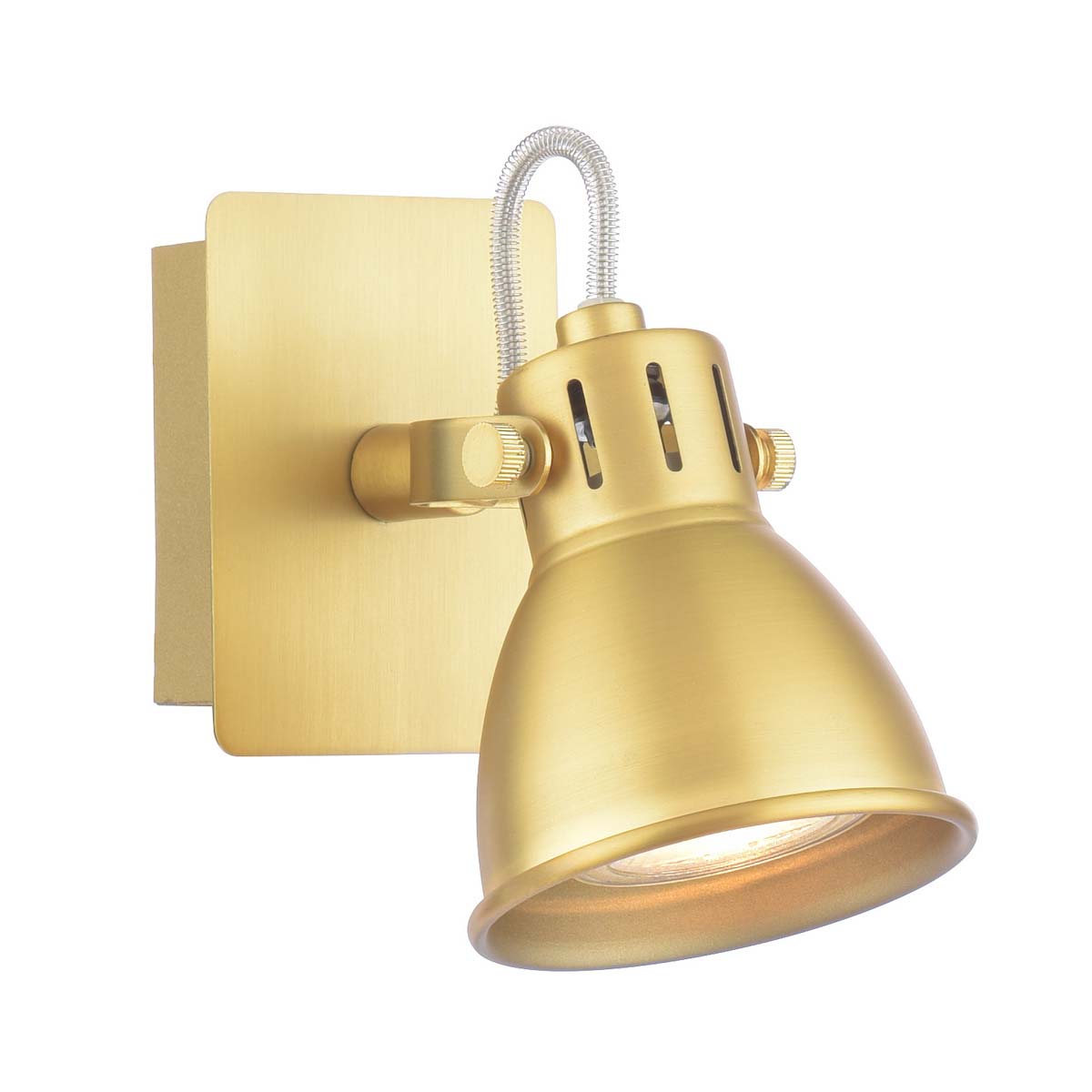 Dar Idaho Switched Single Retro Wall Spot Lamp Natural Brass