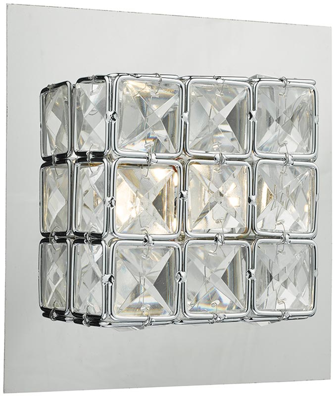 Dar Imogen Chrome Switched LED Wall Light With Crystal