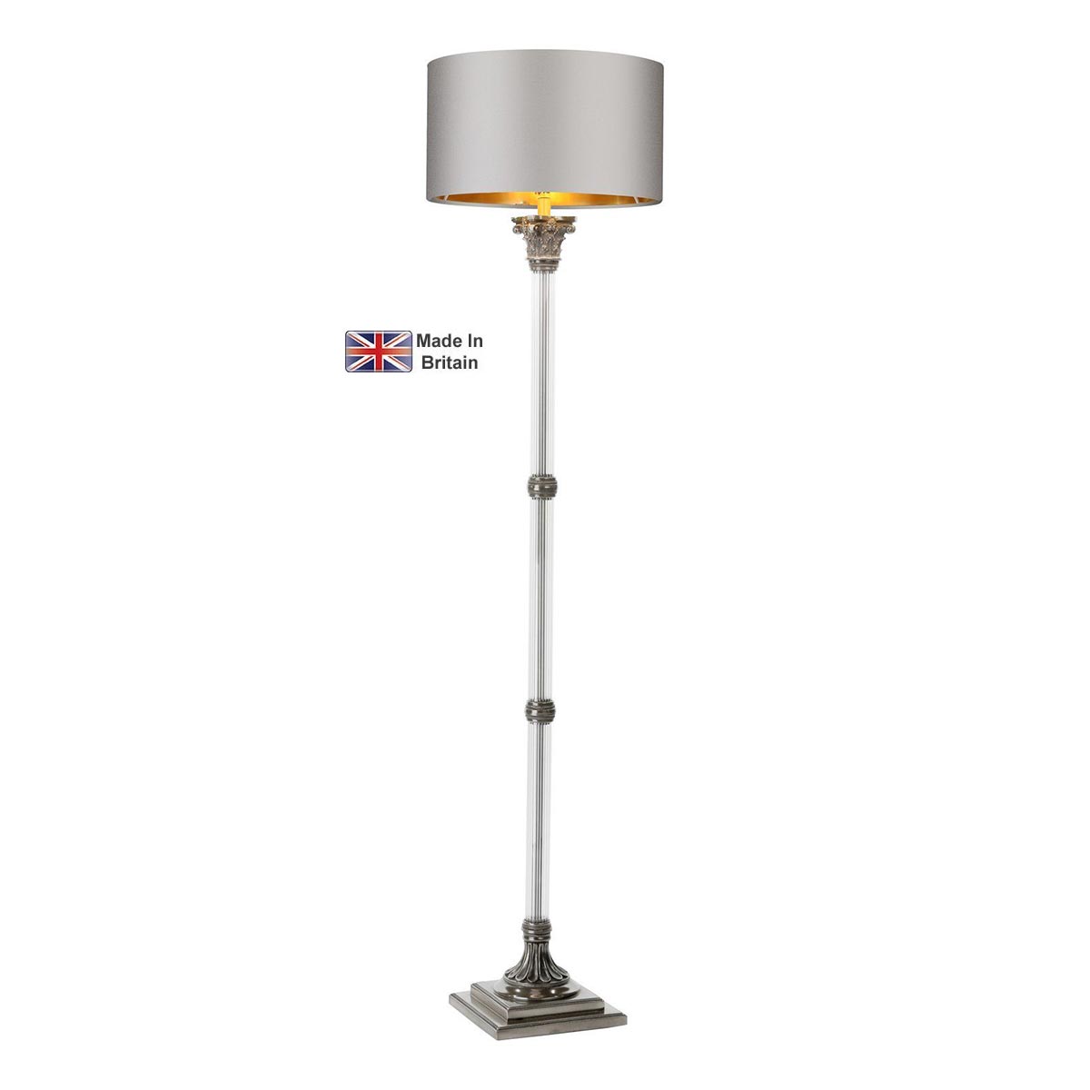 Imperial 1 Light Glass Column Floor Lamp Base Only Pewter