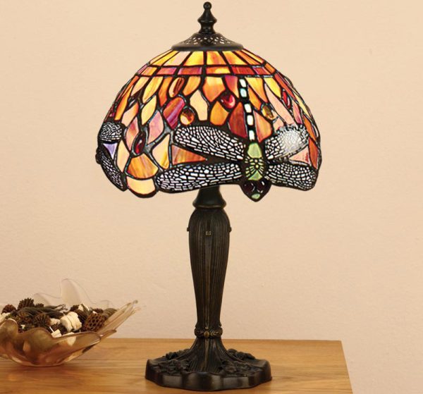 Flame Dragonfly Small 1 Light 20cm Tiffany Table Lamp