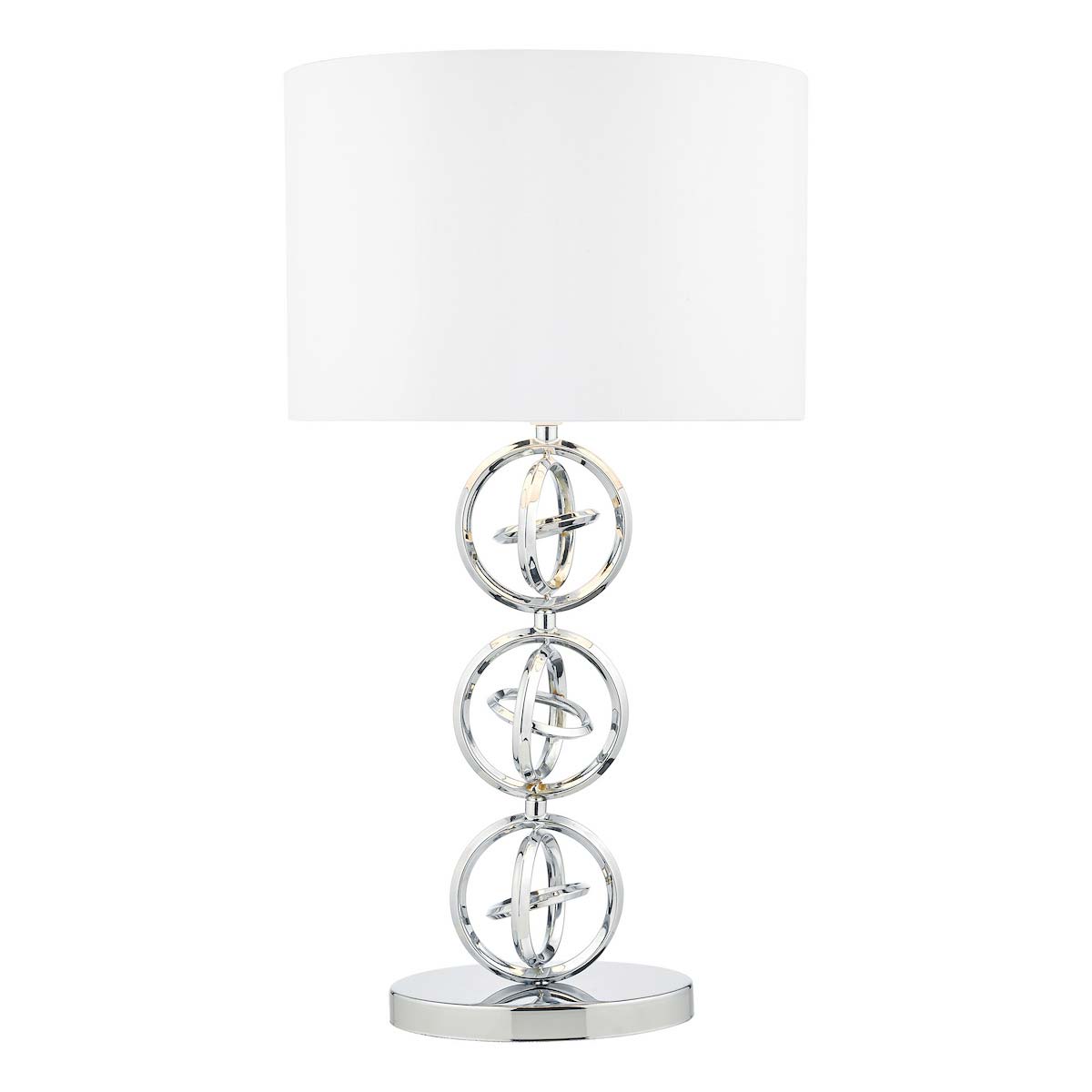 Dar Innsbruck Contemporary Table Lamp Polished Chrome With Shade