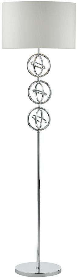 Dar Innsbruck Contemporary Floor Lamp Polished Chrome With Shade