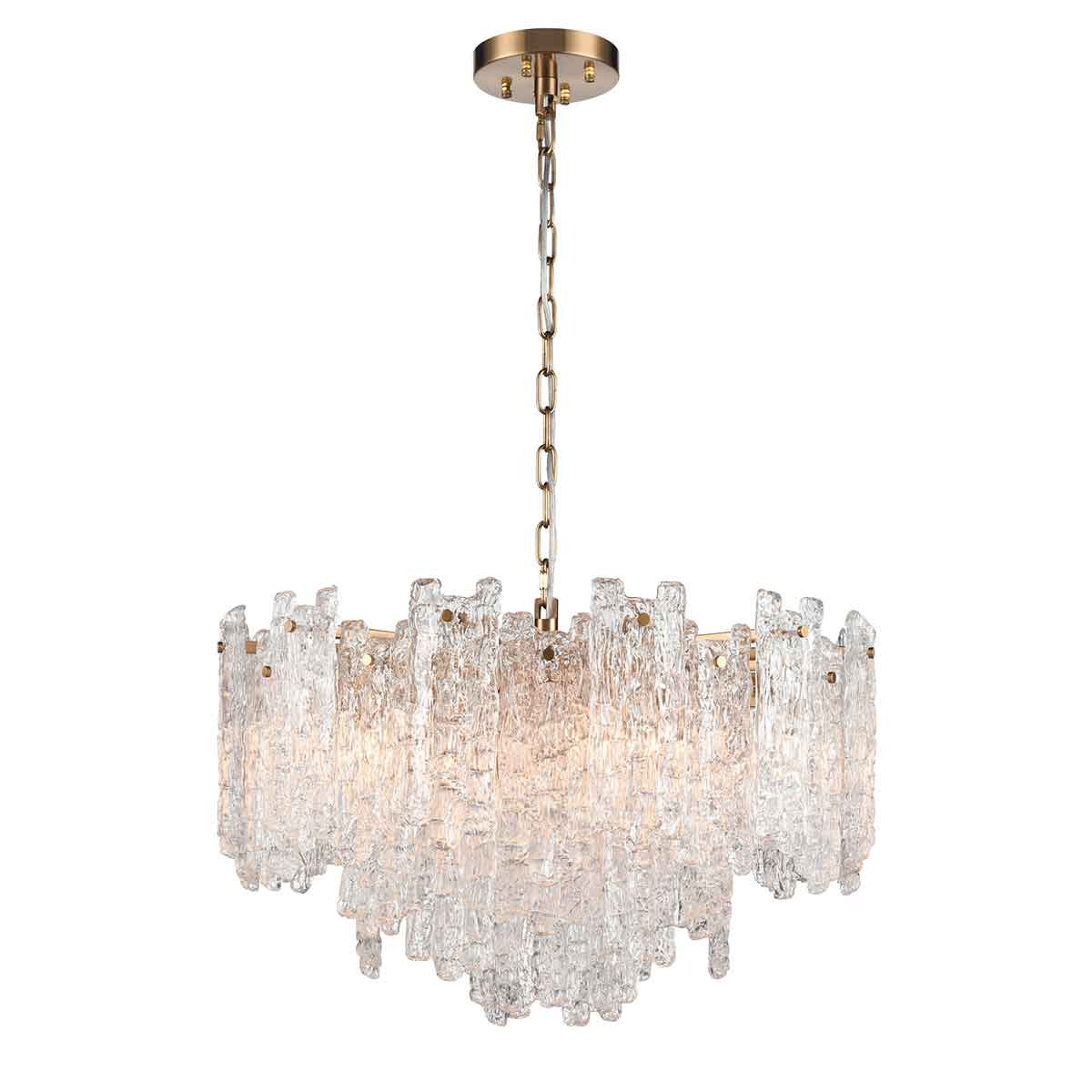 Icicle 10 Light Contemporary Crystal Chandelier Aged Brass