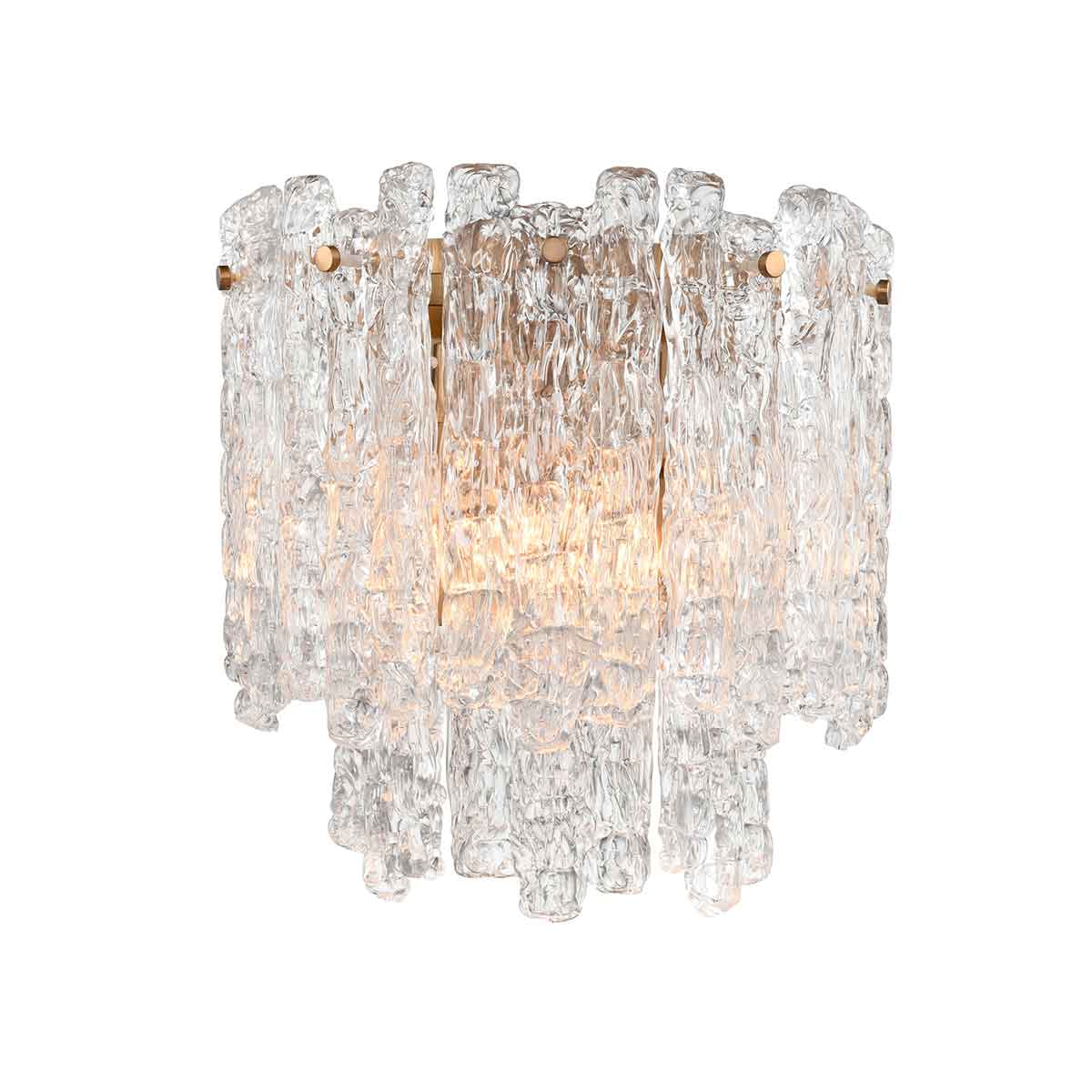 Icicle 2 Light Contemporary Crystal Wall Light Aged Brass