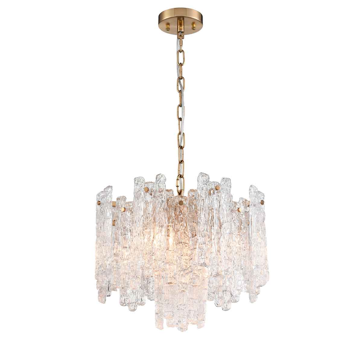 Icicle 5 Light Contemporary Crystal Ceiling Pendant Aged Brass
