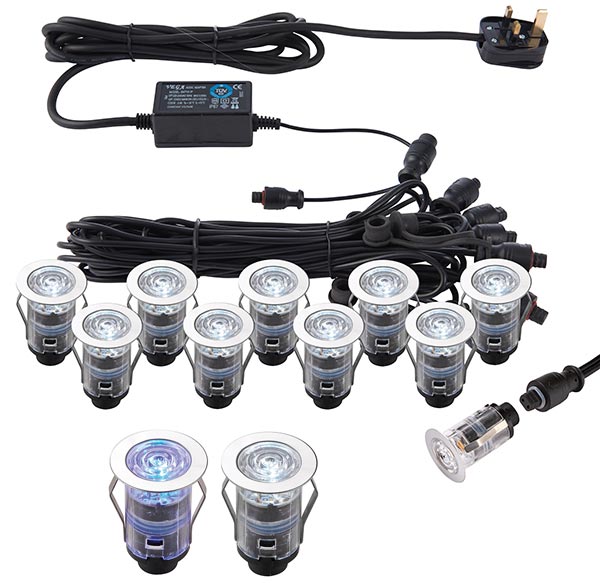 IkonPro Stainless 10 Light 25mm CCT 6500k / Blue LED Deck Lighting Kit