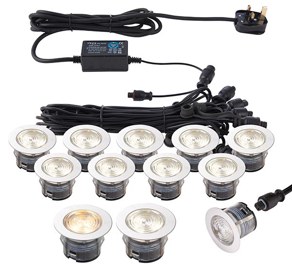 IkonPro Stainless 10 Light 45mm CCT 3000k / 4000k LED Deck Light Kit