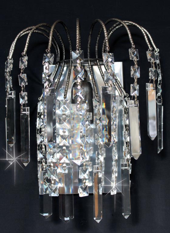 Impex Shower 1 Lamp Strass Crystal Coffins Wall Light Antique Nickel
