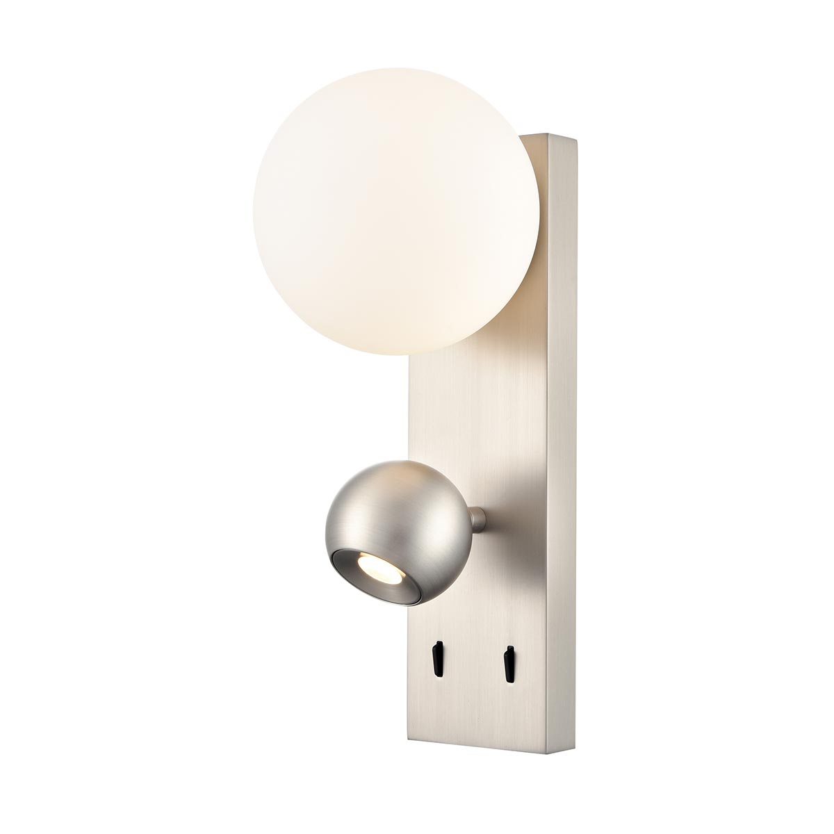 Iris 2 Light LED Wall Reading Light in Satin Nickel