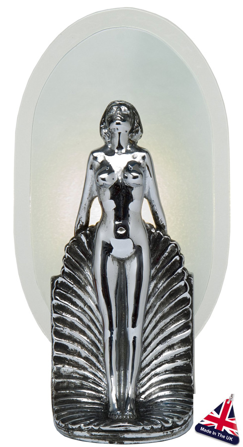 Art Deco Style Table Lamp Female Statuette Chrome