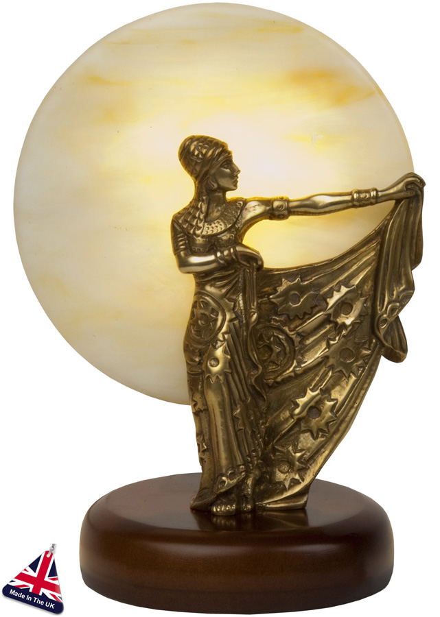 Small Art Deco Style Table Lamp Statuette Old Gold