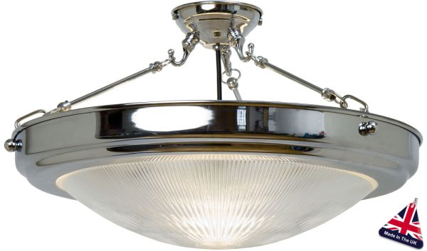 Semi Flush Prismatic Glass Art Deco Style Chrome Ceiling Lamp