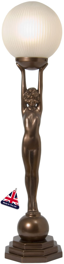 Brass Art Deco Lady Table Lamp With, Art Deco Lamp Lady