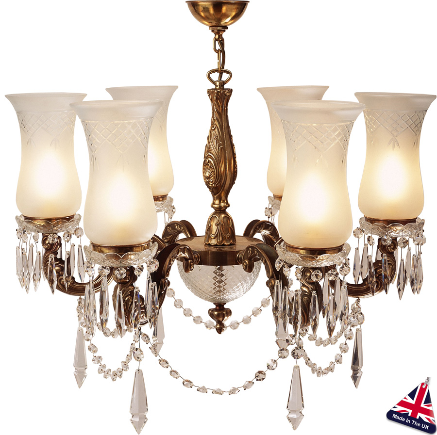 Maharaja Old Gold Chandelier 6 Light UK Handmade