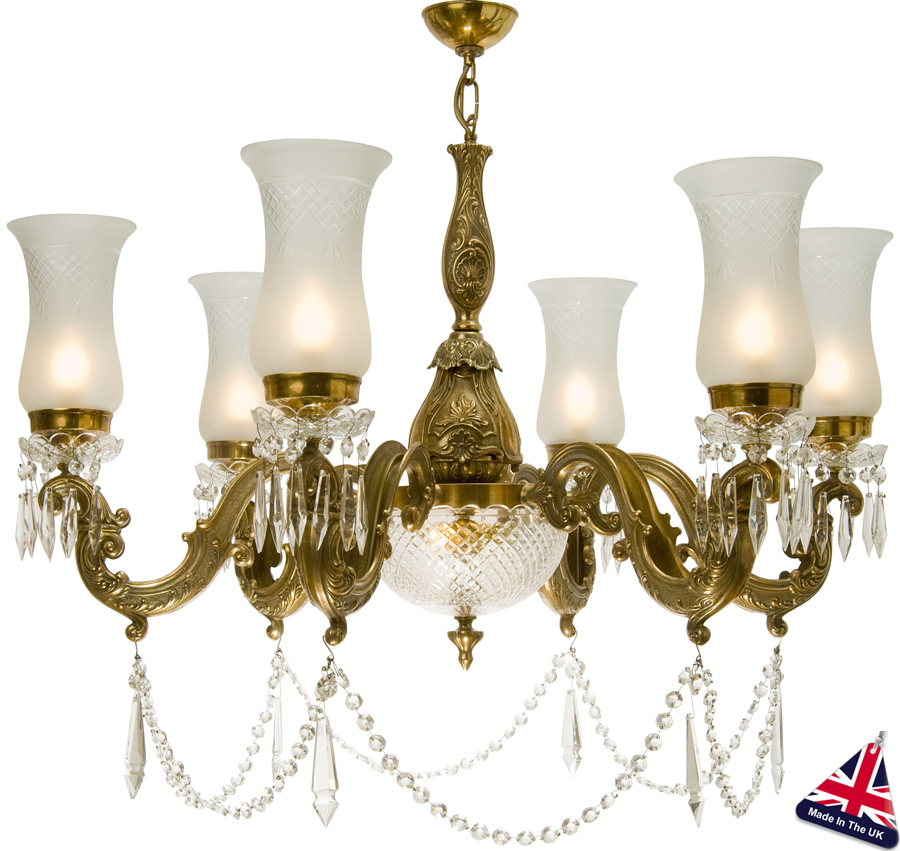 Maharaja Large Old Gold 8 Light Chandelier UK Handmade