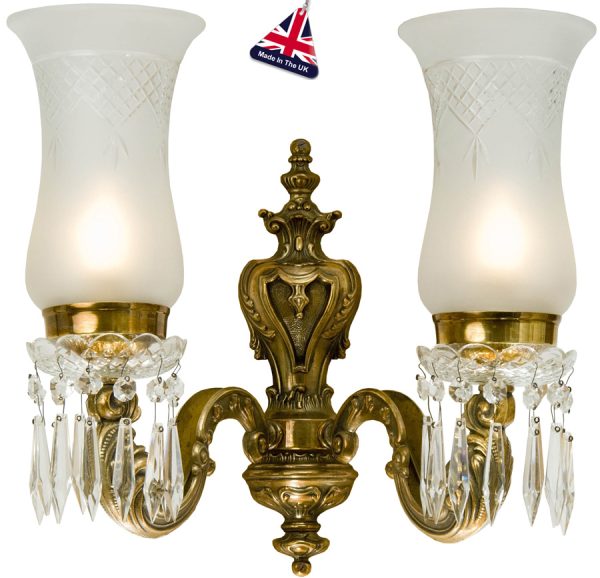 Maharaja Old Gold 2 Light Wall Lamp UK Handmade