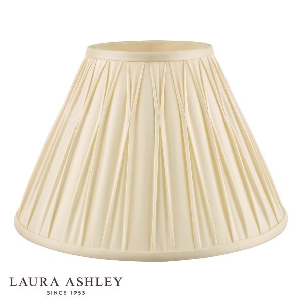 Laura Ashley Fenn 12" ivory silk lamp shade, shown unlit on white background.