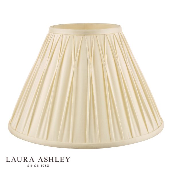 Laura Ashley Fenn 16" ivory silk lamp shade, shown unlit on white background.