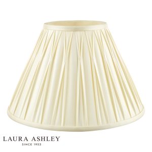 Laura Ashley Fenn 10" ivory silk lamp shade, shown unlit on white background.