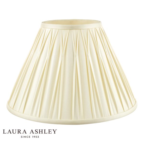 Laura Ashley Fenn 10" ivory silk lamp shade, shown unlit on white background.