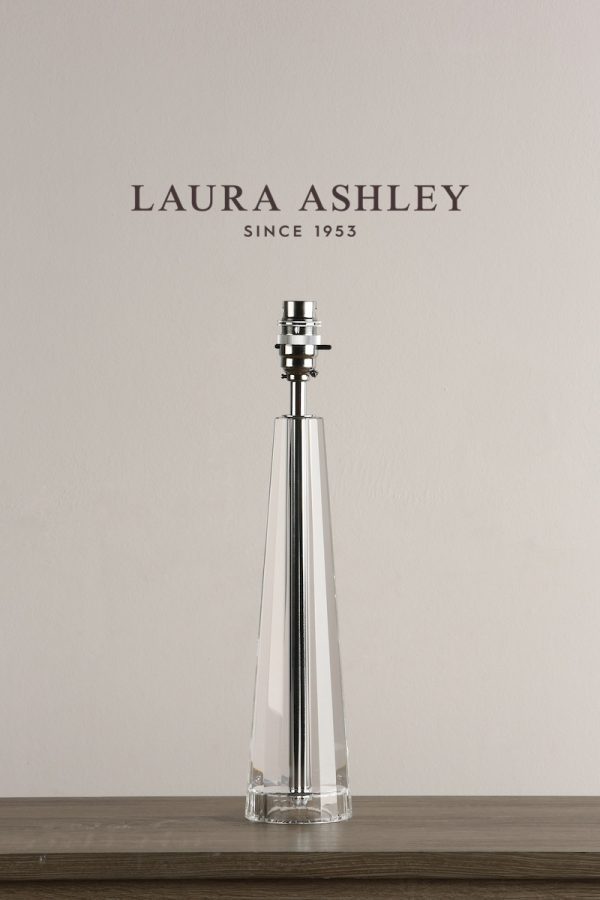 Laura Ashley Blake large crystal table lamp base only, shown without shade on sideboard.