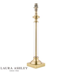 The Laura Ashley Winston candlestick table lamp in antique brass on white background, base only, as supplied, without shade.