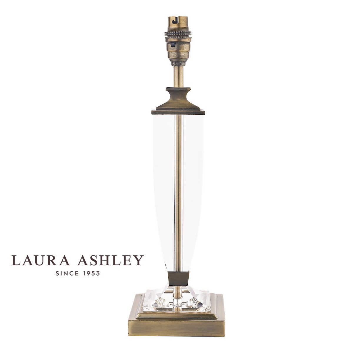 Carson Medium Crystal Table Lamp Base Only – Antique Brass
