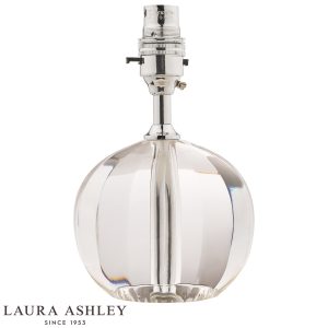 Laura Ashley Lydia petite cut crystal glass table lamp base only on white background, without shade.
