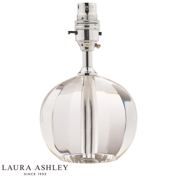 Laura Ashley Lydia petite cut crystal glass table lamp base only on white background, without shade.