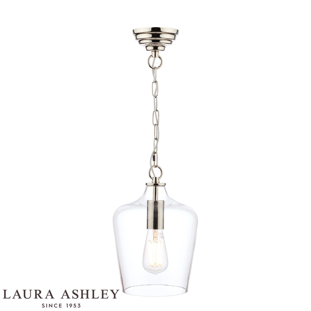 Laura Ashley Ockley Pendant Light Polished Chrome With Clear Glass