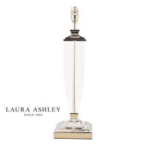 Carson large crystal table lamp base only with polished nickel metalwork, without shade on white background.