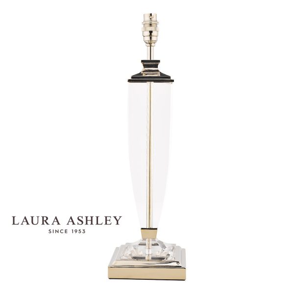 Carson large crystal table lamp base only with polished nickel metalwork, without shade on white background.
