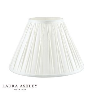 Laura Ashley Fenn 10" white silk lamp shade, shown unlit on white background.