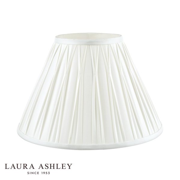 Laura Ashley Fenn 10" white silk lamp shade, shown unlit on white background.