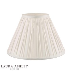 Laura Ashley Fenn 12" white silk lamp shade, shown unlit on white background.