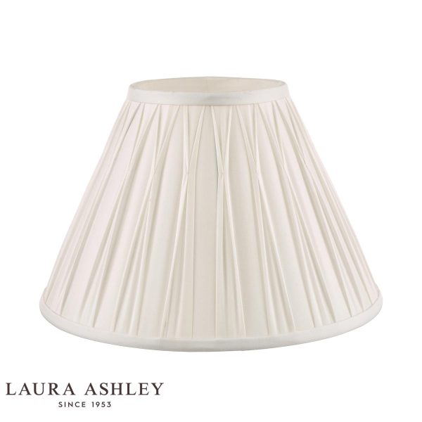 Laura Ashley Fenn 12" white silk lamp shade, shown unlit on white background.