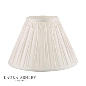 Laura Ashley Fenn 14" white silk lamp shade, shown unlit on white background.