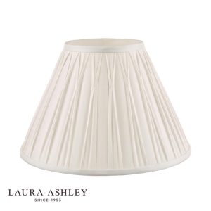 Laura Ashley Fenn 16" white silk lamp shade, shown unlit on white background.