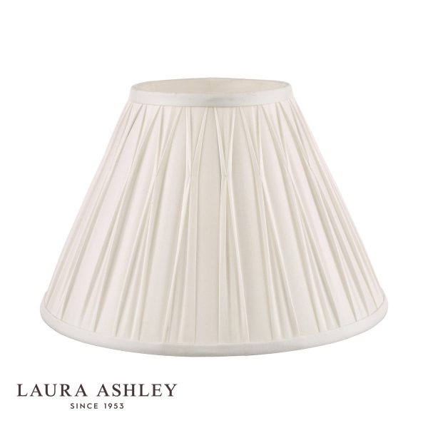 Laura Ashley Fenn 16" white silk lamp shade, shown unlit on white background.