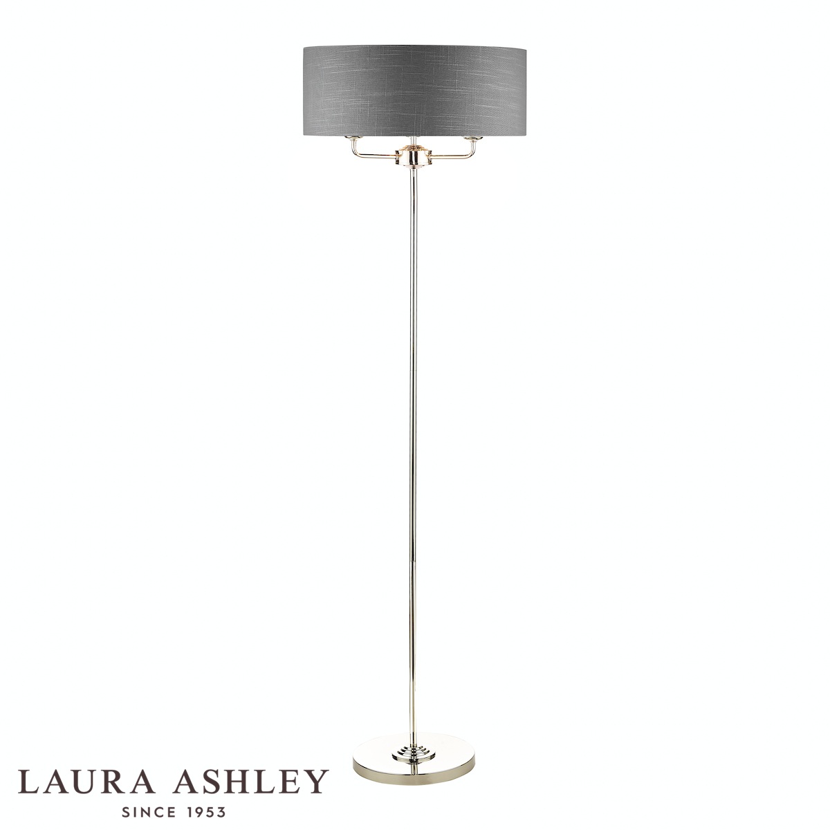 Sorrento 3 Light Floor Lamp Polished Nickel & Grey Shade