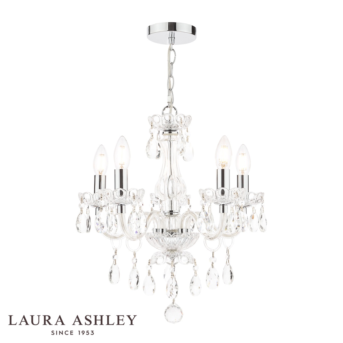 Laura Ashley Harriet 5 Light Crystal Chandelier Polished Chrome