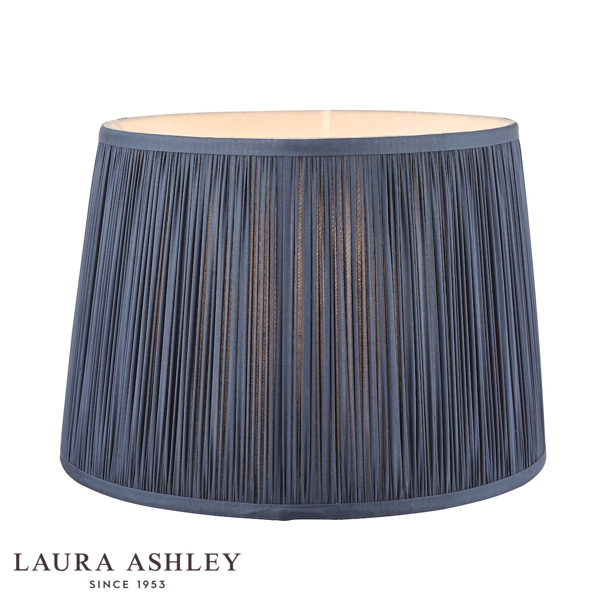 Laura Ashley Hemsley Pleated Blue Silk Drum Shade 10-Inch